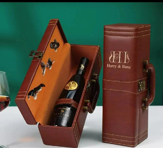 porte bouteille cadeau cuir poignée vin 